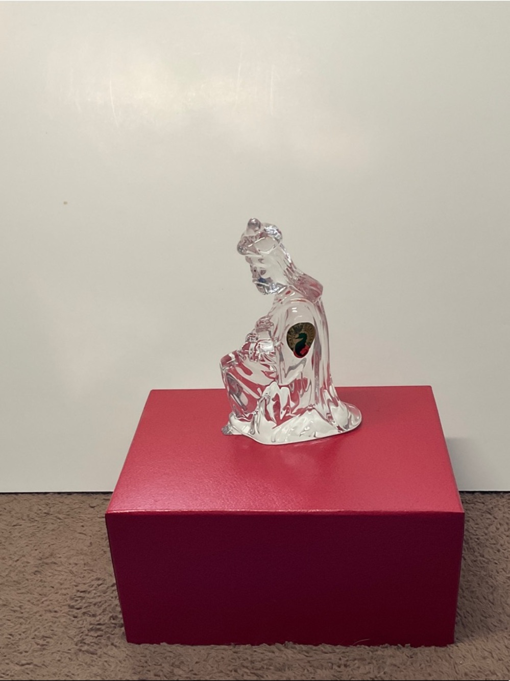 Waterford Crystal Clear Nativity Figurine with Red Accent